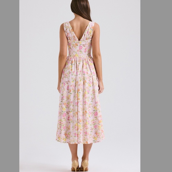 House of CB EMMELINA Pink Meadow Print Cotton Corset Sundress Plus Cup S / Small - Picture 3 of 5